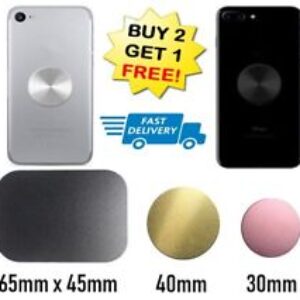 BLACK Car Metal Phone Holder Plate Self Adhesive Sticker For iPhone Samsung Case