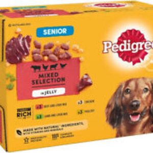 Borse per cibo per cani bagnati Pedigree varietà senior in gelatina (12 x 100 g) complete al 100%