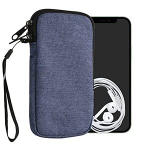 kwmobile Custodia per Smartphone M - 5,5" - Astuccio Portacellulare a Sacchetto con Cerniera Zip - Copertina Tessuto - Borsa blu scuro