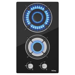 Piastra di cottura a gas a 2 fuochi, autosufficiente, piano cottura a incasso, per gas naturale/propano, sicurezza tramite termocoppia