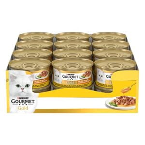Purina Gourmet Gold Delizie in Salsa Cibo umido per Gatti con Pollo, 24 Lattine da 85g