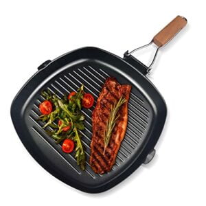 Uootach Padella grill, bistecchiera antiaderente 28cm con manico removibile, uso alimentare, bistecca barbecue per forno, piano cottura a induzione